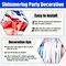 6 Pack White Blue Red Foil Fringe Curtain Backdrop, 3.28Ft x 6.6Ft Metallic Tinsel Foil Fringe Streamer Curtains